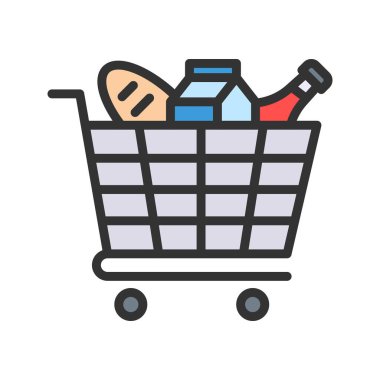 Food Cart ikon vektör görüntüsü. Mobil uygulama web uygulaması ve yazdırma ortamı için uygundur.