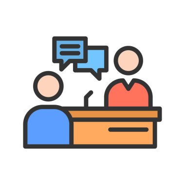 Röportaj simgesi vektör resmi. Mobil uygulama web uygulaması ve yazdırma ortamı için uygundur.