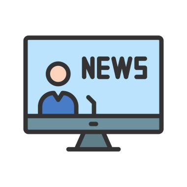 Haber Sunucusu ikon vektör görüntüsü. Mobil uygulama web uygulaması ve yazdırma ortamı için uygundur.