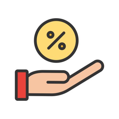 Yüzde simgesi vektör görüntüsü. Mobil uygulama web uygulaması ve yazdırma ortamı için uygundur.