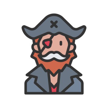 Korsan simgesi vektör görüntüsü. Mobil uygulama web uygulaması ve yazdırma ortamı için uygundur.