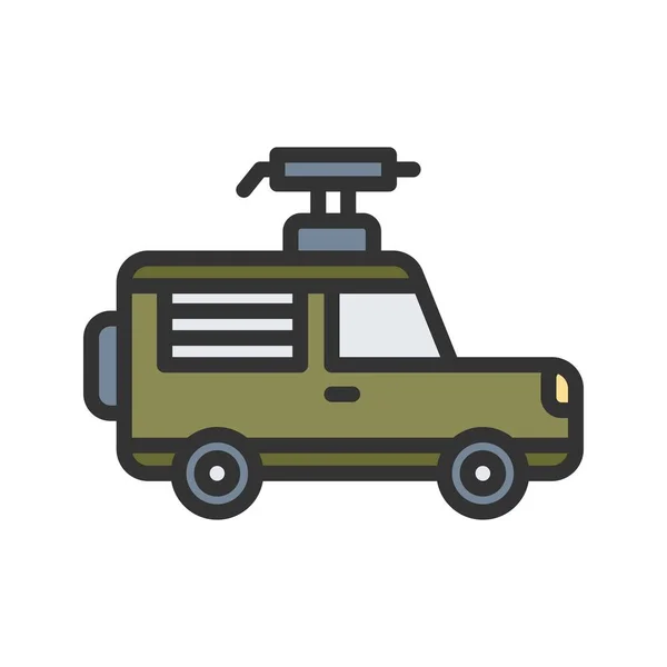 Militaire Jeep Icoon Vector Afbeelding Geschikt Voor Mobiele Applicatie Webapplicatie — Stockvector