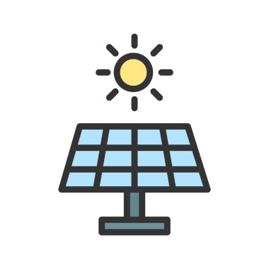 Güneş Paneli ikon vektör görüntüsü. Mobil uygulama web uygulaması ve yazdırma ortamı için uygundur.
