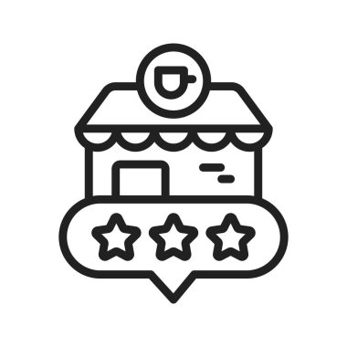 Kahve Dükkanı İnceleme Simgesi. Mobil uygulama için uygun.