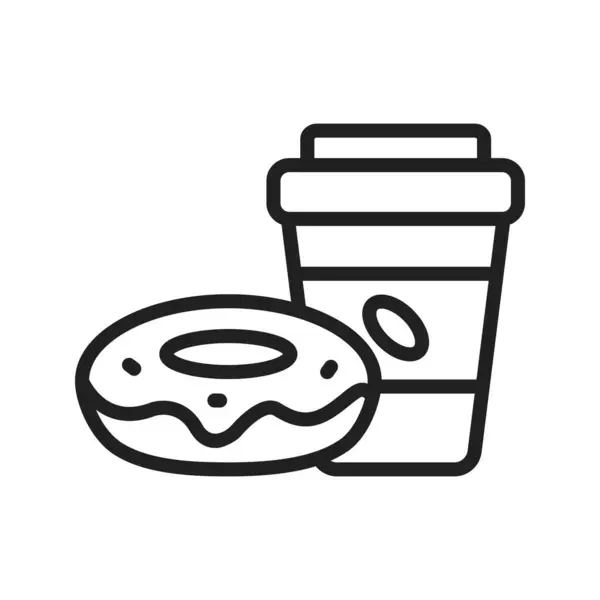 Kaffee Mit Donut Symbolbild Für Den Mobilen Einsatz Geeignet — Stockvektor
