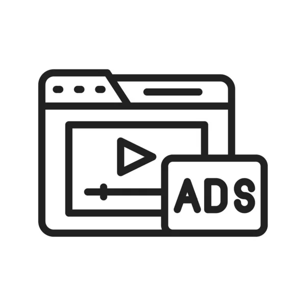 Video Reklam Ikon Bild Lämplig För Mobil Applikation — Stock vektor