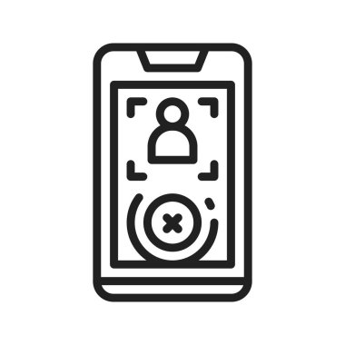 Yüz Tanıma Reddedilmiş Simge resmi. Mobil uygulama için uygun.