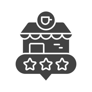 Kahve Dükkanı İnceleme Simgesi. Mobil uygulama için uygun.