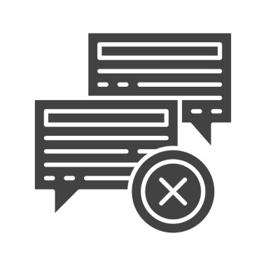 Konuşma Balonu Reddedilmiş simge görüntüsü. Mobil uygulama için uygun.