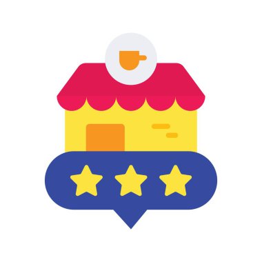 Kahve Dükkanı İnceleme Simgesi. Mobil uygulama için uygun.