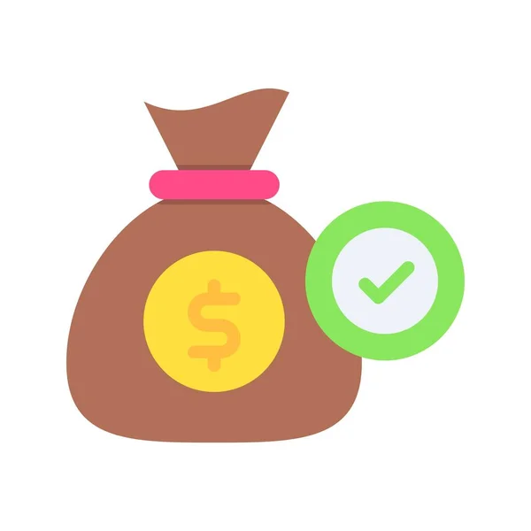 Cash Bag Onaylı Simge Resmi Mobil Uygulama Için Uygun — Stok Vektör