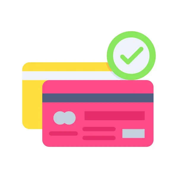 Kreditkort Godkänd Ikon Bild Lämplig För Mobil Applikation — Stock vektor