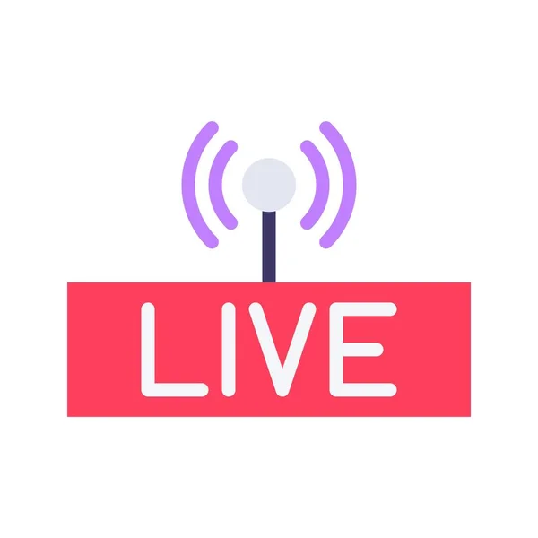 Live Streaming Icon Image Подходит Мобильных Приложений — стоковый вектор