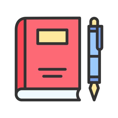 Kitap Kalemi Simgesi resmi. Mobil uygulama için uygun.