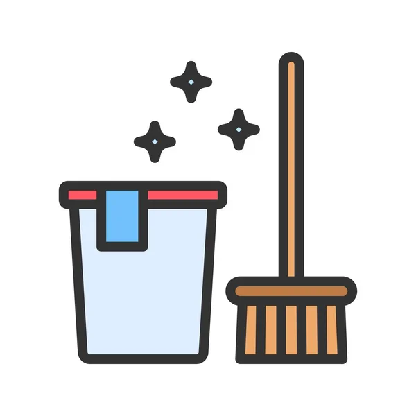 Cleaning Tools Icon Подходит Мобильных Приложений — стоковый вектор