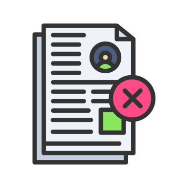 Belge Reddedilmiş Simge resmi. Mobil uygulama için uygun.