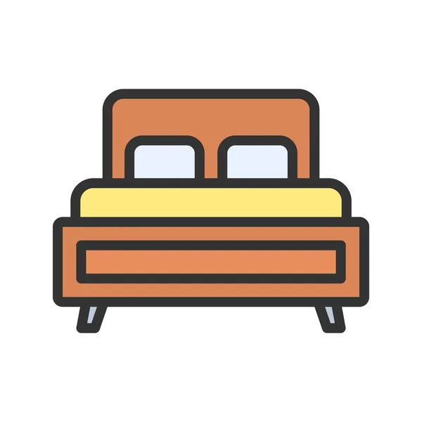 Διπλό Κρεβάτι Εικόνα Εικονίδιο Κατάλληλο Για Mobile Εφαρμογή — Διανυσματικό Αρχείο