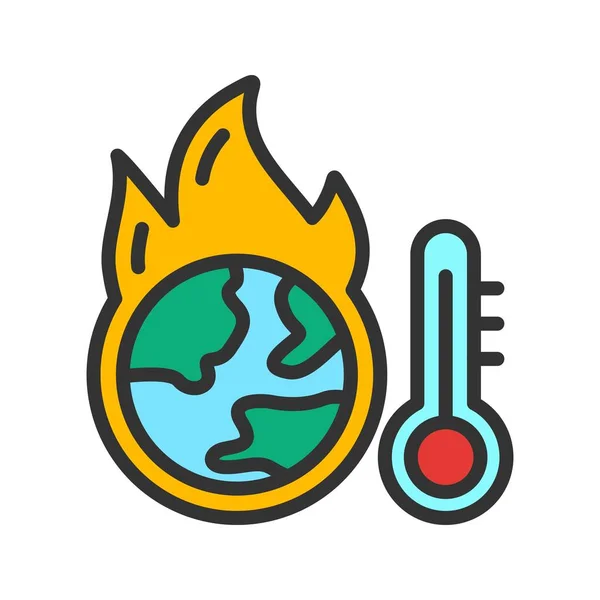 Εικόνα Εικονιδίου Υπερθέρμανσης Του Πλανήτη Κατάλληλο Για Mobile Εφαρμογή — Διανυσματικό Αρχείο
