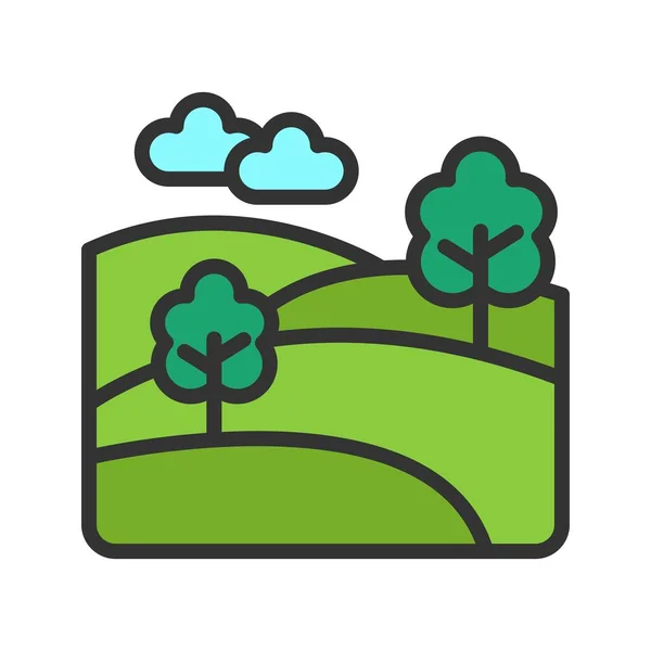 Gräsmarker Ikonen Bild Lämplig För Mobil Applikation — Stock vektor