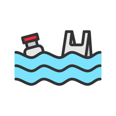 Okyanus Koruma Simgesi. Mobil uygulama için uygun.