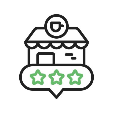 Kahve Dükkanı İnceleme Simgesi. Mobil uygulama için uygun.