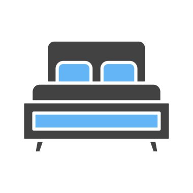 Çift yatak simgesi görüntüsü. Mobil uygulama için uygun.