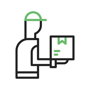 Teslimatçı ikon vektör görüntüsü. Mobil uygulama web uygulaması ve yazdırma ortamı için uygundur.