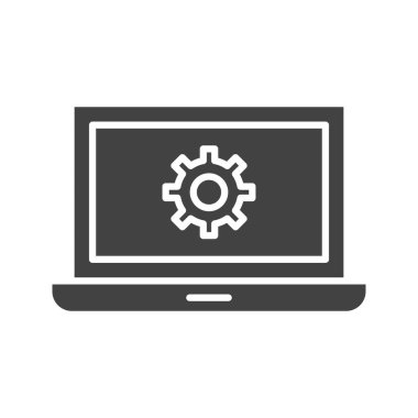 Laptop Ayarları simge vektör resmi. Mobil uygulama web uygulaması ve yazdırma ortamı için uygundur.