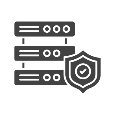 Sunucu simgesi vektör resmini güvene al. Mobil uygulama web uygulaması ve yazdırma ortamı için uygundur.