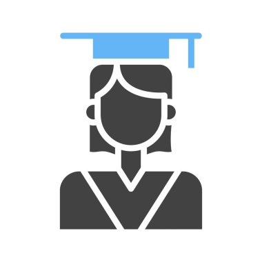 Kadın mezuniyet ikon vektör görüntüsü. Mobil uygulama web uygulaması ve yazdırma ortamı için uygundur.