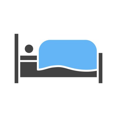 Yatak ikonu vektör görüntüsünde bir kişi. Mobil uygulama web uygulaması ve yazdırma ortamı için uygundur.