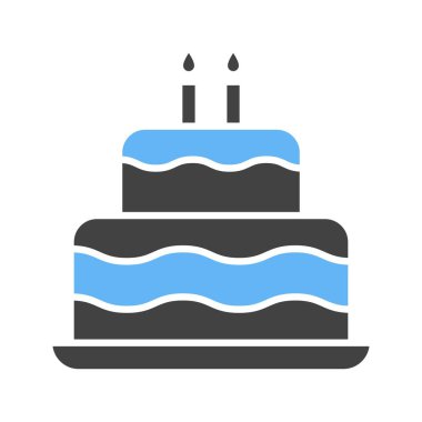 İki katmanlı kek ikonu vektör görüntüsü. Mobil uygulama web uygulaması ve yazdırma ortamı için uygundur.