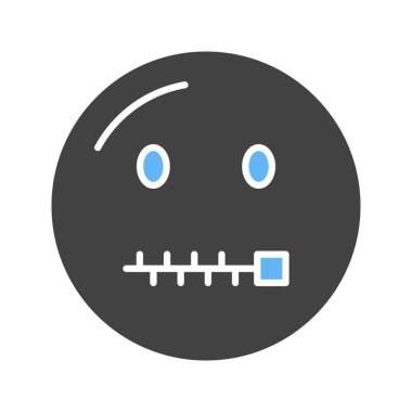 Fermuar ağızlı yüz ikon vektör görüntüsü. Mobil uygulama web uygulaması ve yazdırma ortamı için uygundur.