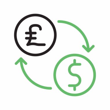 Dolardan Pound ikon vektör görüntüsüne. Mobil uygulama web uygulaması ve yazdırma ortamı için uygundur.