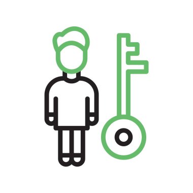 Anahtar Kişi simgesi vektör görüntüsü. Mobil uygulama web uygulaması ve yazdırma ortamı için uygundur.