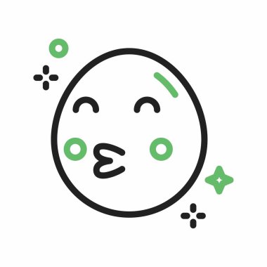 Gülümseyen Gözlü Öpüşen Yüz ikon vektör görüntüsü. Mobil uygulama web uygulaması ve yazdırma ortamı için uygundur.