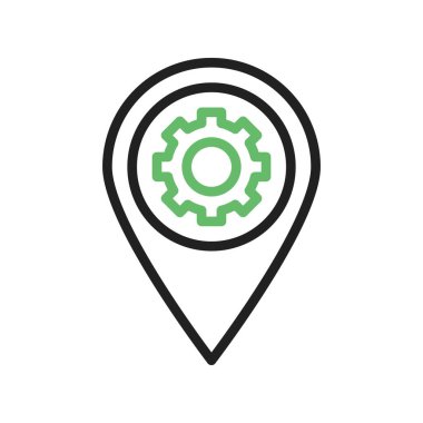 Konum Ayarları simge vektör resmi. Mobil uygulama web uygulaması ve yazdırma ortamı için uygundur.