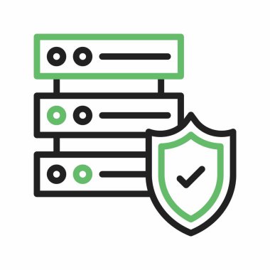 Sunucu simgesi vektör resmini güvene al. Mobil uygulama web uygulaması ve yazdırma ortamı için uygundur.