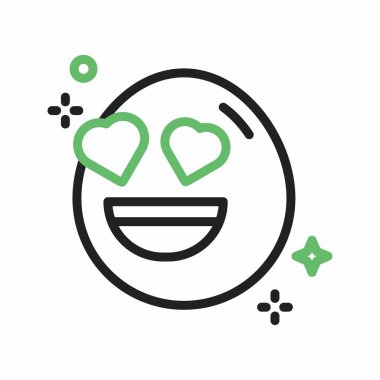 Kalp Gözlü Gülen Yüz ikon vektör görüntüsü. Mobil uygulama web uygulaması ve yazdırma ortamı için uygundur.