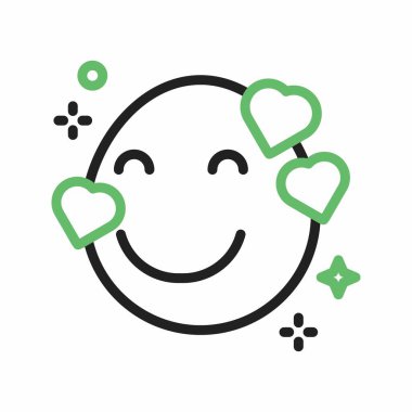 Kalplerin simgesi olan gülen yüz. Mobil uygulama web uygulaması ve yazdırma ortamı için uygundur.