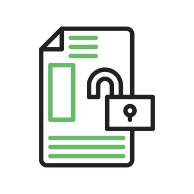 Belge simgesi vektör görüntüsünün kilidini aç. Mobil uygulama web uygulaması ve yazdırma ortamı için uygundur.