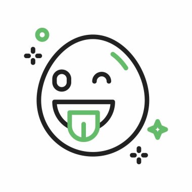 Göz Kırpan Yüz ve Dil ikonu vektör görüntüsü. Mobil uygulama web uygulaması ve yazdırma ortamı için uygundur.