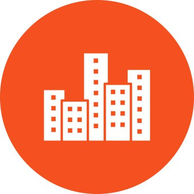 Dusk simge vektör görüntüsünde şehir manzarası. Mobil uygulama web uygulaması ve yazdırma ortamı için uygundur.