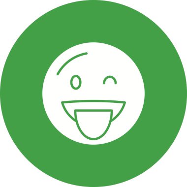 Göz Kırpan Yüz ve Dil ikonu vektör görüntüsü. Mobil uygulama web uygulaması ve yazdırma ortamı için uygundur.