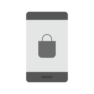 Mobil Alışveriş simgesi vektör görüntüsü. Mobil uygulama web uygulaması ve yazdırma ortamı için uygundur.