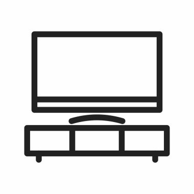 Televizyon ikonu vektörü. Mobil uygulamalar, web uygulamaları ve yazdırma ortamları için elverişli.