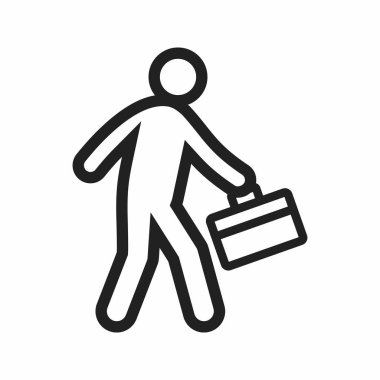 Evrak çantası ikon vektörüyle yürüyorum. Mobil uygulamalar, web uygulamaları ve yazdırma ortamları için elverişli.