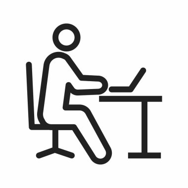 Ofis simgesi vektöründe çalışıyor. Mobil uygulamalar, web uygulamaları ve yazdırma ortamları için elverişli.