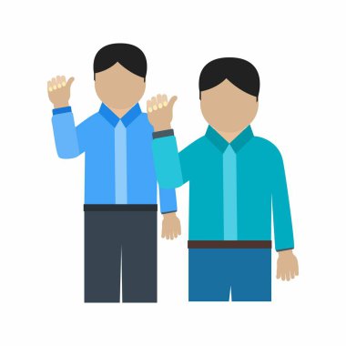 İnsanlara el sallayarak ikon vektör görüntüsü oluşturuyorum. Mobil uygulamalar, web uygulamaları ve yazdırma ortamları için elverişli.