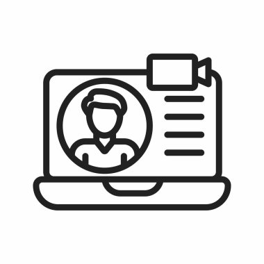 Video toplantı ikonu. Mobil uygulamalar, web uygulamaları ve yazdırma ortamları için elverişli.